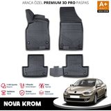 Nova Krom Renault Fluence 3D Pro Havuzlu Paspas 2010-2016 - Siyah