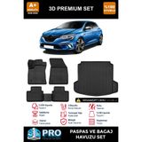 Nova Krom Renault Megane 4 Sedan 3D Pro Havuzlu Paspas ve Sol Kulak Paspas Bagaj Havuzu Seti (2'li SET) 2016-2021