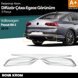 Nova Krom Vw Passat B8.5 Krom Egzoz Görünümü Difüzör Çıtası 3 Parça 2019-2023
