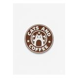 Nova lab Cats and Coffee Dekoratif Bardak Altlığı 9x9 Masa Üstü Aksesuarı - Kedi Temalı