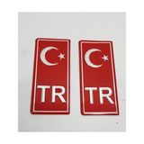 Nova Line 2'li Tr Plaka Sticker Aluminyum Ay Yıldız Kabartma - Kırmızı