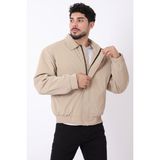 Nova Mevsimlik Mont Erkek Slim Fit Dik Yaka Polyester Kumaş Bej - Vizon