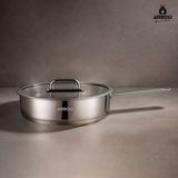Nova Paslanmaz Çelik Cam Kapaklı Tava 26X6 cm - Gümüş