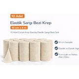 Nova Premium Ex Elastik Sargı Bezi Krep 10 cm x 4 M 10 Adet Esnek Krep Bandaj Elastik Sargı Bezi Seti - 0 - 1 Ay