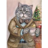 Nova Puzzle 1000 Parça Sosyetik Kedi, Şömine Keyfi Puzzle