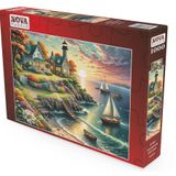 Nova Puzzle 1000 Parça Yetişkin Puzzle Gün Batımında Sakin Liman Deniz Feneri 41197