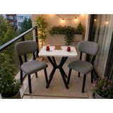 Nova Serisi - Modern Mutfak, Balkon, Bahçe Takımı 2 Li Sandalye 70X70 Masa-Nova Gri - Beyaz Masa