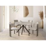 Nova T Yuvarlak Açılır Mutfak Masa Sandalye Takımı 70X120CM - Krem - 70**120