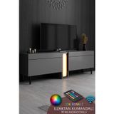 NOVA TV ÜNİTESİ LED IŞIKLI METAL AYAKLI MODERN TASARIM ANTRASİT TV SEHPASI