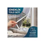 Novabis 75 x 220 Sineklik Tülü Seti - Sabitleyici Yapışkanlı Bant Dahil (Kendinden Yapışkanlı) Kolay Montaj Gri Tül