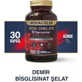Novacolin Lıpozomal Demir 30 Kapsül Vegan İçerik ile Demir Bisglisinat Şelat Takviyesi - Aromasız