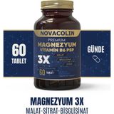 Novacolin Magnezyum 3x 60 Tablet İçerik: Malat, Bisglisinat, Sitrik Asit