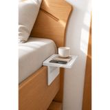 novaPrint Yatak Kenarı Organizer Rafı - 30 mm Bazaya Uyumlu (Beyaz) Pratik Yan Sehpa - Çok Amaçlı Telefon, Kahve ve Aksesuar Standı