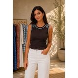 NOVARA SHOP Kadın Taş İşlemeli Bisiklet Yaka Kalın Askılı Fitilli Bluz
