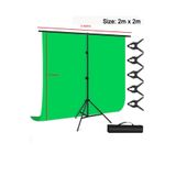 Novatechpro 2X2M Chromakey, Green Screen ,greenbox Yeşil Fon Kiti T Braket Standı + 5 Adet Klipsler
