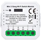 Novato Tuya Uyumlu Ikili Wifi Akıllı Anahtar ( 2X10A / 220V Röle) Çift Çıkışlı, Anahtar Girişli, Google Asistan , Alexa Destekli - 1 Adet