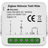 Novato Zigbee Tek Çıkışlı Nötrsüz Akıllı Röle ( Tuya - Smart Life Uyumlu )