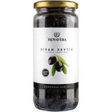 NovaVera 500 ml (Net 300 g) Tuzsuz Kuru Sele Siyah Zeytin Cam Kavanozda Organik ve Doğal Ürün - 300 gr
