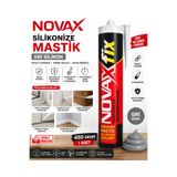 Novax **Gri-Grey** Silikonize Mastik Silikon 450 gr Gri
