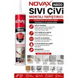 Novax N 800 Sıvı Çivi Montaj Yapıştırıcı Strafor Eps-Xps Levhalarda Süpürgelik Pervazlarda 280 ml