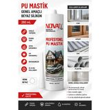 Novax Pu Mastik Genel Amaçlı Beyaz Silikon Otomotiv Cam Ahşap Sac Plastik 280 ml