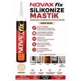 Novax Silikonize Mastik Krem Silikon Alüminyum Pvc Ahşap Demir 450 Gr