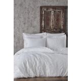 Novella Battal Boy Nevresim Takımı %100 Organik Pamuk Saten Brodeli Krem 240x220 Cm