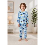 Novella Erkek Çocuk Uzay Desen Pamuk Pijama Takım - Mavi - 6 - 7 Yaş
