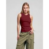 Novelle Halter Yaka Fitilli Atlet - Bordo - M