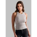 Novelle Halter Yaka Fitilli Atlet - Gri Melanj - 2XL