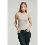 Novelle Halter Yaka Fitilli Atlet - Gri Melanj - 3XL