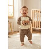 Noveram Kids Kışlık Polar Kumaş Kedi Desenli Bebek Eşofman Takımı-Unisex - Açık Kahve - 24 Ay