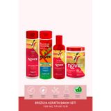 NOVEX Brezilya Keratin - Şampuan 300ml Saç Kremi 300ml Saç Maskesi 400g Sıvı Keratin 250ml -