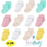 Novibaby 12'li Bambu Yenidoğan Bebek Çorap I Fresh I Kız Erkek Bebek Çorabı - 1,5 - 2 Yaş - Karışık