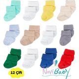 Novibaby 12'li Bambu Yenidoğan Bebek Çorap I Mix Boy I Kız Erkek Bebek Çorabı - 6 - 12 Ay - Karışık - Bej