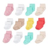 Novibaby 12'li Bambu Yenidoğan Bebek Çorap, Kız Erkek Bebek Çorabı (Baby Girl, 0-6 Ay)