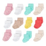 Novibaby 12'li Bambu Yenidoğan Bebek Çorap, Kız Erkek Bebek Çorabı (Baby Girl, 6-12 Ay)