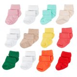Novibaby 12'li Bambu Yenidoğan Bebek Çorap, Kız Erkek Bebek Çorabı (Mix Girl, 6-12 Ay)