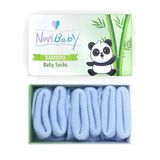 Novibaby 3'lü Bambu Yenidoğan Bebek Çorap (Dusty Blue, 6-12 Ay)