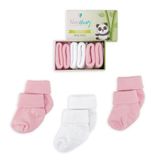 Novibaby 3'lü Bambu Yenidoğan Bebek Çorap (Pinky, 0-6 Ay)