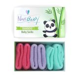 Novibaby 3'lü Bambu Yenidoğan Bebek Çorap (Purple Candy, 6-12 Ay)