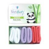 Novibaby 3'lü Bambu Yenidoğan Bebek Çorap (Purple Orange, 6-12 Ay)