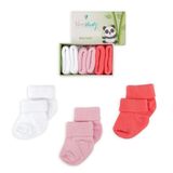 Novibaby 3'lü Bambu Yenidoğan Bebek Çorap (Rose, 6-12 Ay)