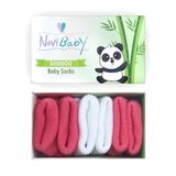 Novibaby 3'lü Bambu Yenidoğan Bebek Çorap (White Candy, 6-12 Ay)