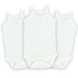 Novibaby 3'lü Jakarlı İp Askılı Bebek Body Zıbın Çıtçıtlı 100% Pamuk, Beyaz Ekru Pembe Bebek Atlet Body Zıbın (Ekru, 0-3 Ay)