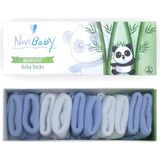 Novibaby 5'li Bambu Yenidoğan Bebek Çorabı I Bluemy I 0-6 Ay - 0 - 6 Ay - Mavi - Beyaz