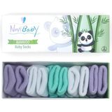 Novibaby 5'li Bambu Yenidoğan Bebek Çorabı I Lili I 0-6 Ay - 0 - 6 Ay - Lila - Beyaz
