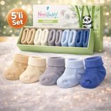 Novibaby 5'li Bambu Yenidoğan Bebek Çorabı I Winter Boy I 0-6 Ay - 0 - 6 Ay - Lacivert - Mavi - Gri