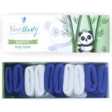 Novibaby 5'li Bambu Yenidoğan Bebek Çorap I Brave Boy I Kız Erkek Bebek Çorabı - Lacivert - Beyaz - 6 - 12 Ay