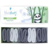 Novibaby 5'li Bambu Yenidoğan Bebek Çorap I Cloudy I Kız Erkek Bebek Çorabı - Gri - Beyaz - 1,5 - 2 Yaş